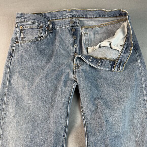 Levi's 501xx Jeans Mens 36x29 Straight Leg Button Fly Blue Denim Distressed - Picture 13 of 16